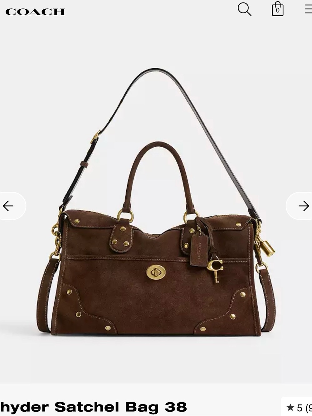 COACH Brown Suede Rhyder Satchel 38